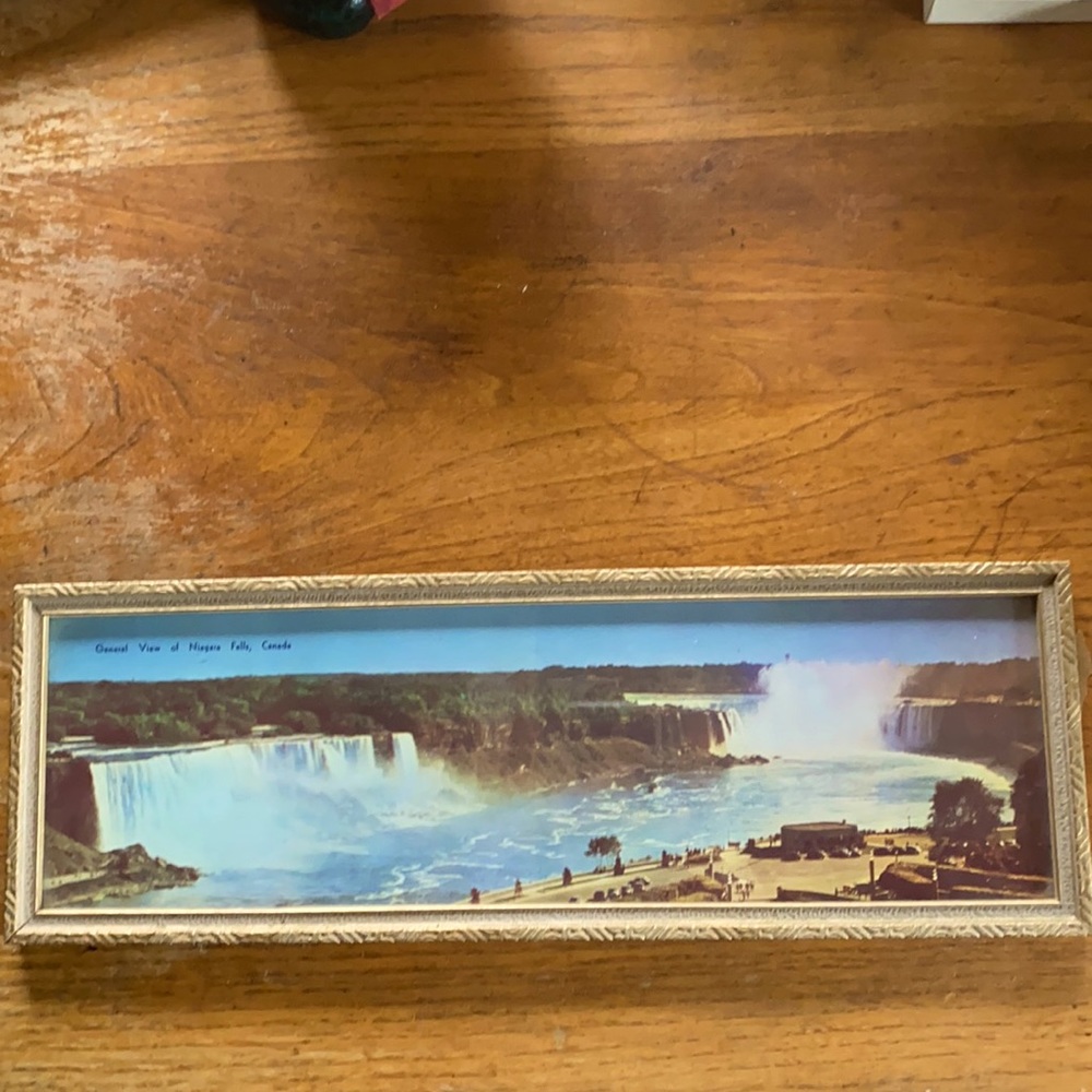 Vintage 1940-50’s general view of Niagara Falls, Canada framed souvenir picture